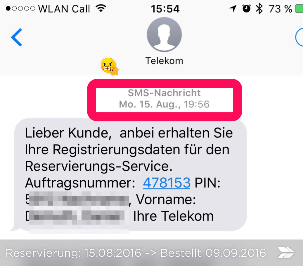 Reservierungsservice SMS