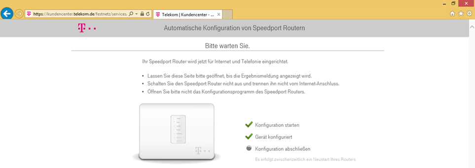 log speedport 724v in w Automatische Einrichtung IP 724V: b W Speedport am