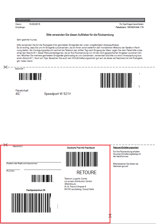 Gelöst: Retoure wird im Postamt nicht angenommen | Telekom ...