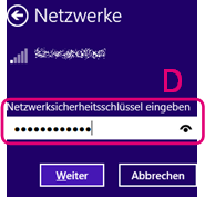 Windows 8: Netzwerksicherheitsschlüssel eingeben